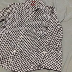 Talbots 2p dress shirt herringbone pattern